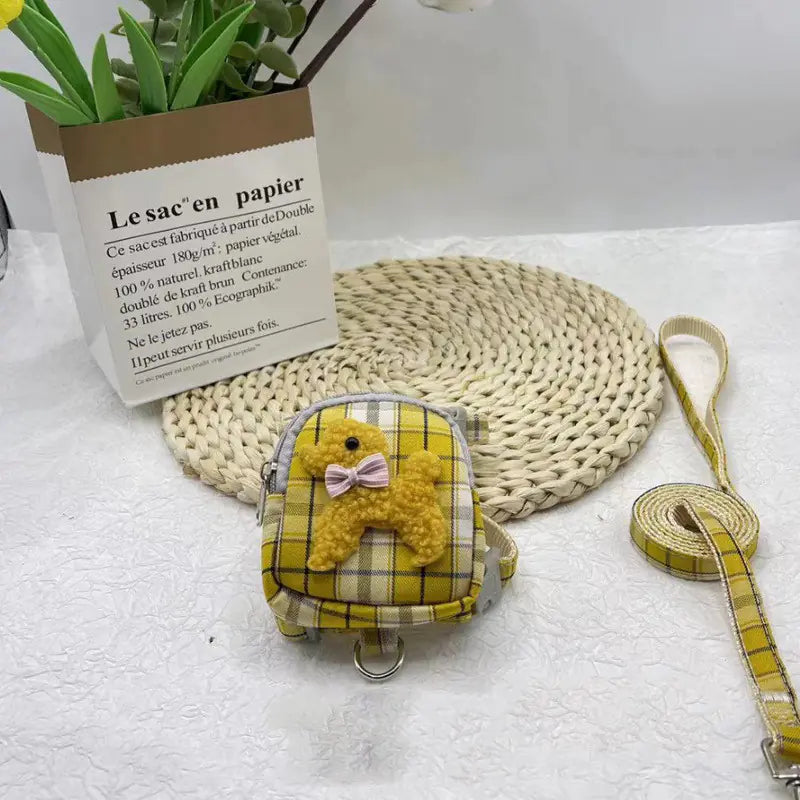 Harnais avec Sac à Dos pour Chiens – Motif Ourson & Laisse Incluse