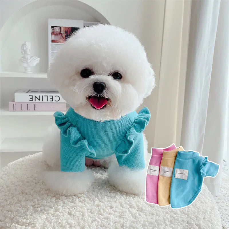 Pull Tricoté pour Petits Chiens – Manches Volantes Élégantes